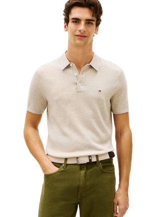 Tommy Hilfiger Beige poloshirt Tommy Hilfiger knit stof