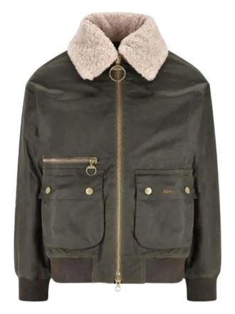 Barbour shearling-collar pocket jacket - men - Sheep Skin/Shearling/Fabric - 12 - Green