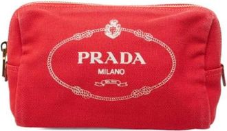 Prada Pre-owned Clutches, female, Red, Size: ONE SIZE Pre-owned Canvas Clutch