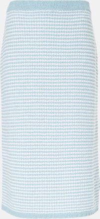 Tory Burch High-rise knitted cotton-blend midi skirt