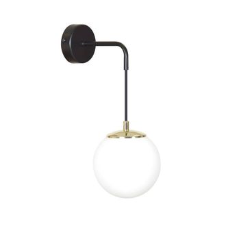 Wonderlamp Aplique de pared elegante negro y dorado con esfera de cristal