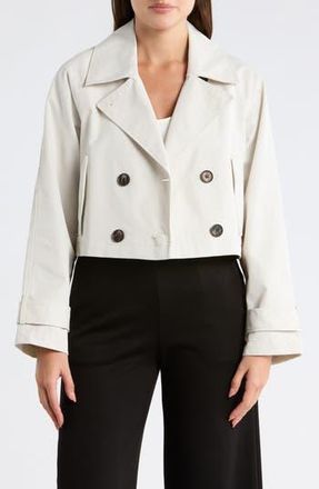 T Tahari Double Breasted Crop Trench in Travertine at Nordstrom Rack, Size X-Large