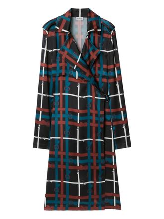 Burberry belted checked midi dress - women - Viscose/Viscose - 8 - Black