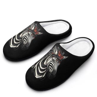 Generic Ethnic Tribal Zebra Womens Slippers Warm House Slippers Indoor House Shoes with Anti-Skid Rubber Sole