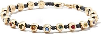 Luis Morais 14kt yellow gold beaded rainbow sapphire bracelet - men - 14kt Yellow Gold - One Size