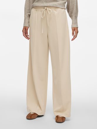 Vila Schlupfhose VILA VICLUA HW WIDE PANTS-NOOS, Damen, Gr. XXL (44), N-Gr, feather gray, Milano Rib, Obermaterial: 95% Polyester, 5% Elasthan, unifarben, 