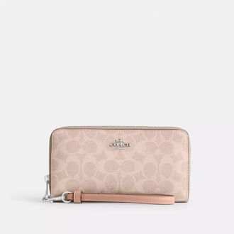 Coach Long Zip Around Wallet In Signature Canvas
