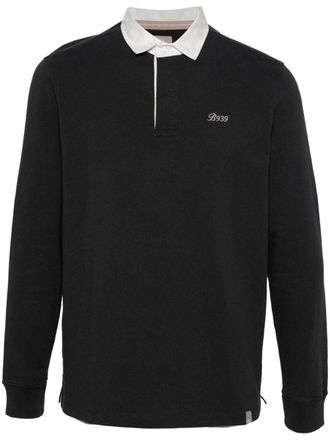 Boggi Milano Katoenen poloshirt met geborduurd logo - Zwart