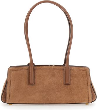 Michael Michael Kors Womens Shoulder Bag Laila Brown Suede Cowhide Leather