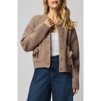 Splendid Stassi Satin Tie Cardigan in Macchiato Brown Heather at Nordstrom Rack, Size Large