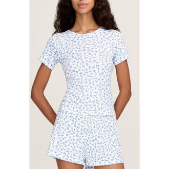 Petite Plume Pima Cotton Pointelle T-Shirt in Blue at Nordstrom, Size X-Small