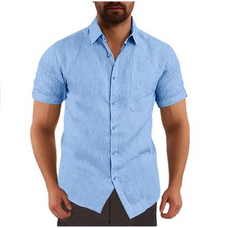 Generic Mens Dress Shirts Oxford Tops for Linen Blouses Plain T Shirts Blue Short Sleeve Mens Short Sleeve Tees Short Sleeves Dresses Plus Size Black Tees