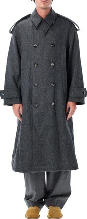 Ami Double-Breasted Wool Trench Coat With Tailored Details