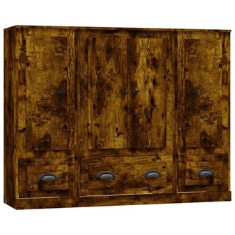 vidaXL Vidaxl - Aparador Alto 3 Piezas Madera Contrachapada Roble Ahumado