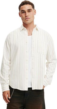Cotton On Mens Luca Long Sleeve Shirt in Off White Stripe at Nordstrom, Size Xx-Large