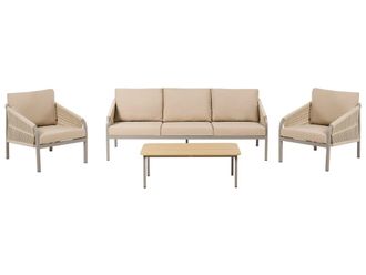 Beliani Conjunto de jard&iacute;n con mesa 5 plazas Metal Beige