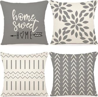 OEM Juego De 4 Fundas Decorativas Para Cojines De Sof&aacute;, Fundas De Almohada De Lino Para Exteriores, Ideales Para Dormitorio, Sof&aacute;, Silla, Cama Y Jard&iacute;n, 4