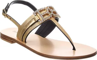 Bally Logo Positano Leather Flat Sandal