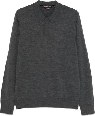 Michael Kors Polo met lange mouwen - Heren - Polos - Grijs - S - Wol - Tops