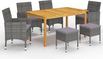 vidaXL Juego De Comedor De Jard&iacute;n De 7 Piezas Gris Vidaxl
