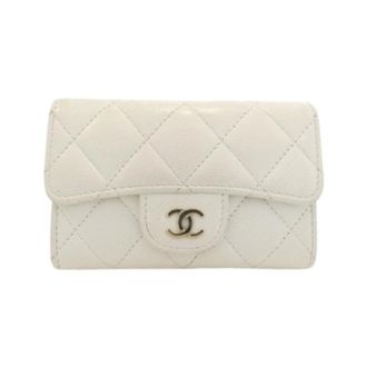 Chanel Pre-owned Wallets, male, White, Size: ONE SIZE Pre-owned Timeless Classic Caviar Skin Card Case