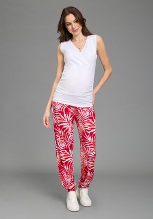 Neun Monate Umstandshose NEUN MONATE Haremshose f&uuml;r Schwangerschaft und Stillzeit, Damen, Gr. 36/38, N-Gr, rot gebl&uuml;mt, Jersey, Obermaterial: 95% Viskose, 5% Elas
