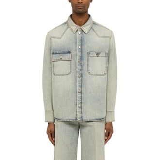 Valentino Denim Shirts, male, Blue, Size: M Denim Shirt