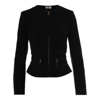 Elisabetta Franchi Giacca in doppio cr&ecirc;pe con dettagli zip - female - Elisabetta Franchi - Light Jackets - Black - M - Jackets