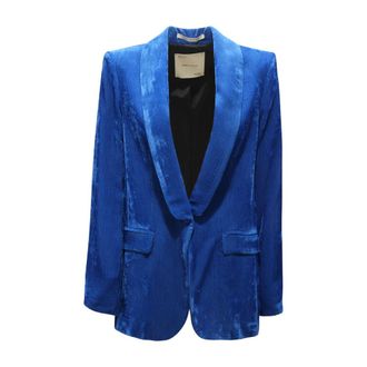 Emma & Gaia Blazers, female, Blue, Size: XS Velvet Jacket