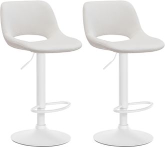 Clp Clp - Set De 2 Taburetes De Bar Camden En Terciopelo Crema Metal Blanco Mate