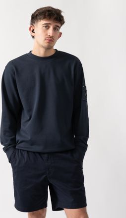 Moose Knuckles Mens Hartsfield Crew Neck Sweatshirt in Dark Blue Cotton - Size Medium