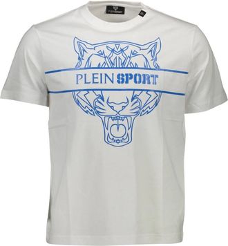 Plein Sport Short Sleeve T-Shirt - Heren - Sportshirts - Wit - XL - Katoen - Fitness