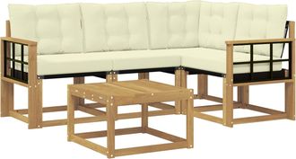 vidaXL Conjunto De Sof&aacute;s De Exterior 5 Uds. Blanco Y Crema Vidaxl