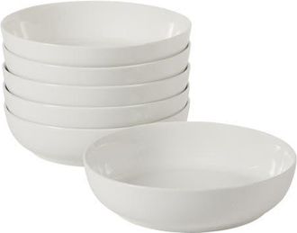 Gibson Home Zen Buffet Large Pasta Bowls Porcelain Ceramic Set in White at Nordstrom