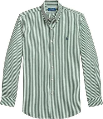 Ralph Lauren Gestreepte Katoenen Overhemd - Heren - Casual Overhemden - Groen - L - Katoen - Overhemden