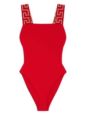 Versace Costume intero con bordo Greca - Rosso
