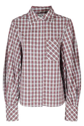 Essentiel Red White Tartan Rhinestone Cotton Shirt