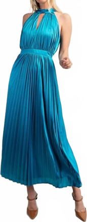 Glam Main Event Pleated Maxi Dress In Blue