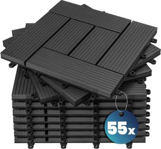 Deuba Set De 11-22-44 Baldosas De Wpc Montaje Por Clips 30x30cm - Color Dise&ntilde;o Y Cantidad A Elecci&oacute;n 55x Mosaic Anthracite (en)