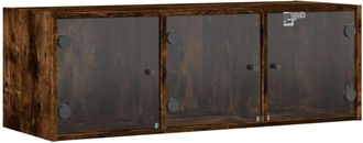 vidaXL Wall Cabinet with Glass Doors Smoked Oak 102x37x35 cm Vidaxl