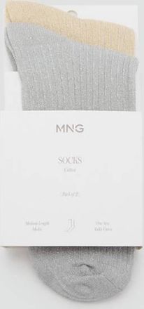 Mango Pack 2 calzini lurex coste grigio - Donna - Taglia unica - MANGO