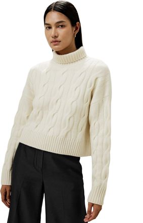LilySilk Cable Knit Cashmere Turtleneck Sweater for Women