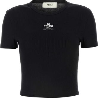 Fendi Black Stretch Cotton T Shirt