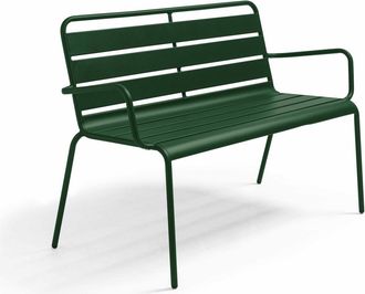 Oviala Banco de jard&iacute;n de metal verde bosque