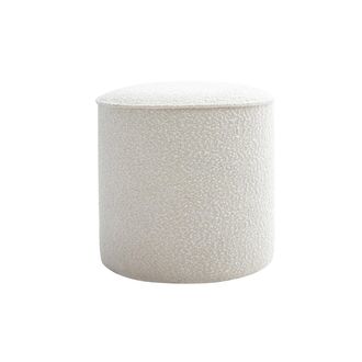 Miliboo Miliboo - Puf Redondo De Tela Efecto Lana Boucl&eacute;e Blanco D40 Cm Paul