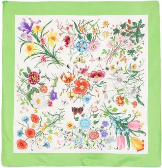 Gucci Foulard Giardini di Seta anni 70 Gucci x Vittorino Accornero - Bianco