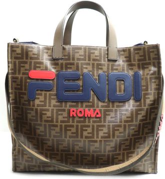 Fendi Zucca Brown Multi-Color Coated Canvas Leather Shoulder Bag Tote Bag (Pre-Owned)