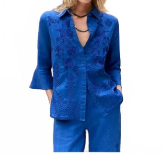 Johnny Was Carmelita Ruffle Sleeve Shirt In Adb