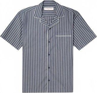 Orlebar Brown Mens Marne Pinstripe Shirt In Midnight Navy
