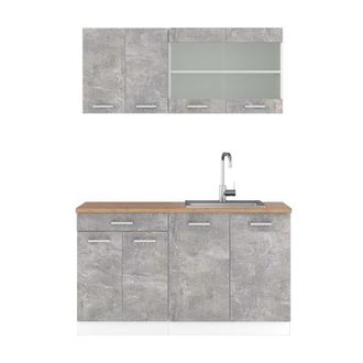 Vicco Cocina Vers&aacute;til R-line, Hormig&oacute;n/blanco, 140 Cm, Et Roble